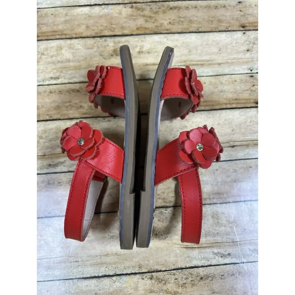 Love and Grow Red Floral Leather Sandals Toddler Girls size 10